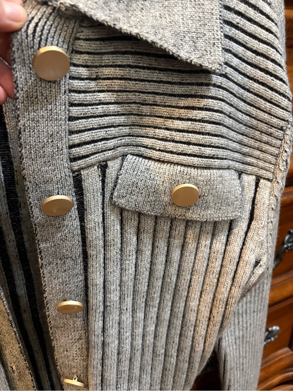 Listicle Gray Ribbed Button-Front Cardigan Jacket - Picture 2 of 8